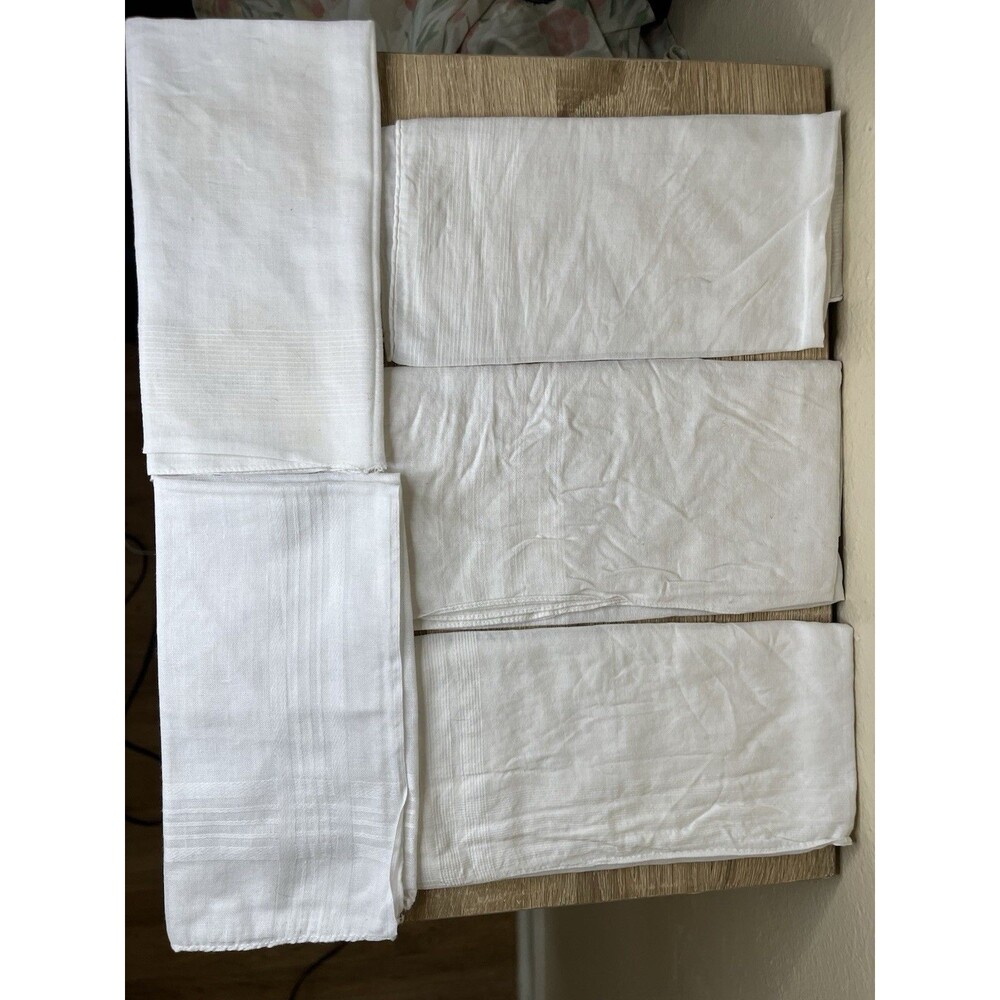 vintage white Cotton handkerchiefs lot Of 5